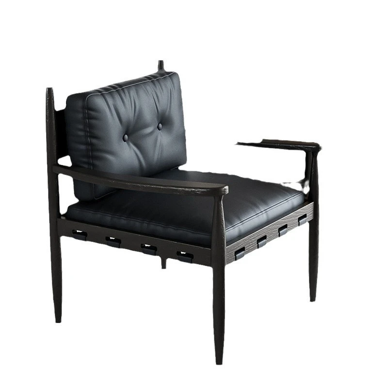 

Solid wood retro living room balcony antique casual single chair