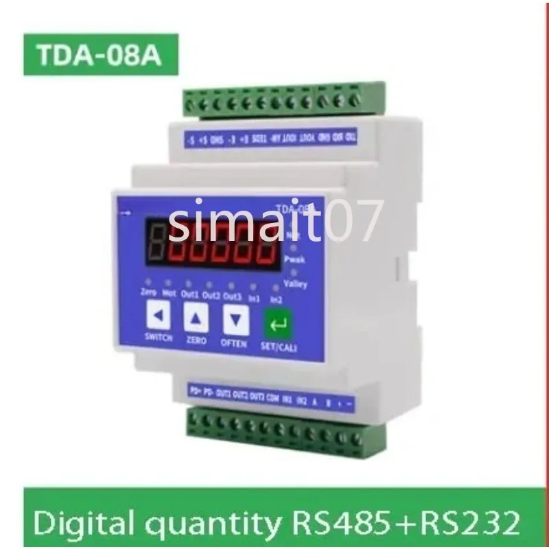 High-Precision Rail-Mounted Weight Transmitter (TDA08A) - RS232/RS485, Weighing Signal Amplifier with MODBUS RTU