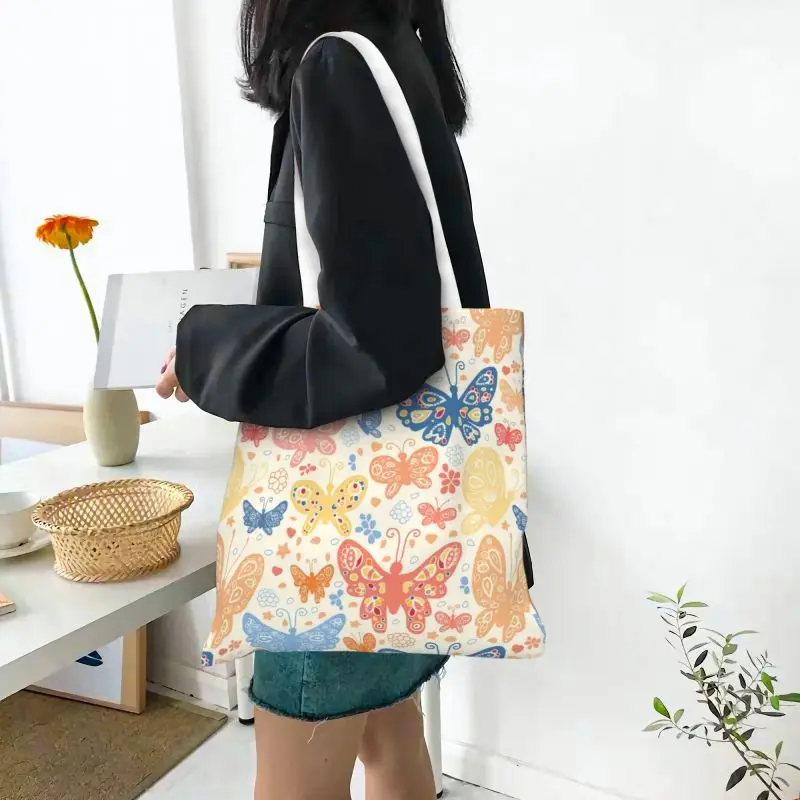 

Vintage butterfly Casual Large Capacity Women's Bag Shoulder Bags Shopper Canvas Letter Fashion Harajuku Print Street Handbags