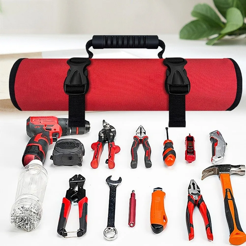 Compact Roll Up Tool Bag 16 Pockets for For electricians Builders Gardeners Waterproof 1680D Oxford Cloth Size 57x34.7cm