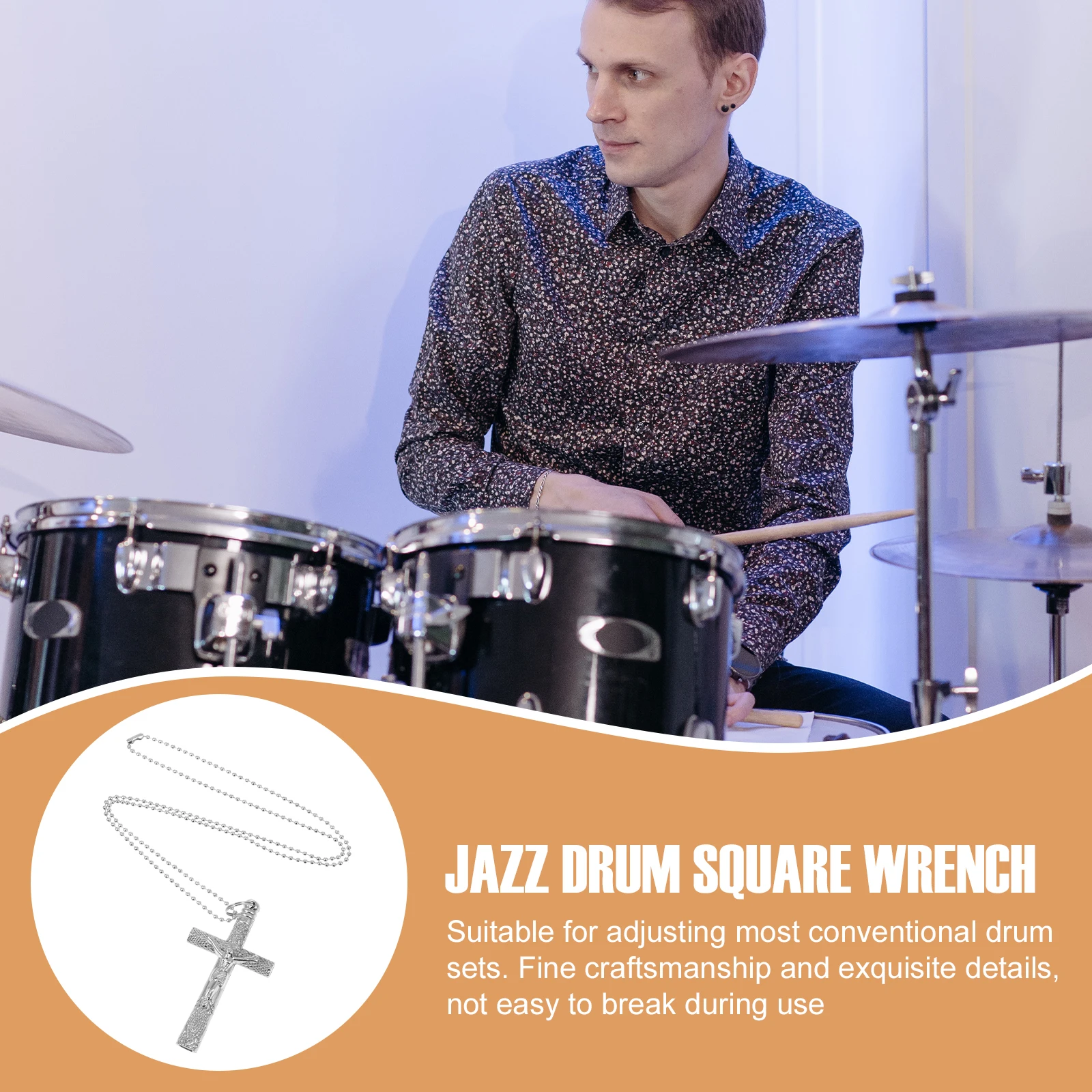 

Drum Key Wrench Necklace Drummer Accessories Keys for Tuning Drums Tuner Silver Tool