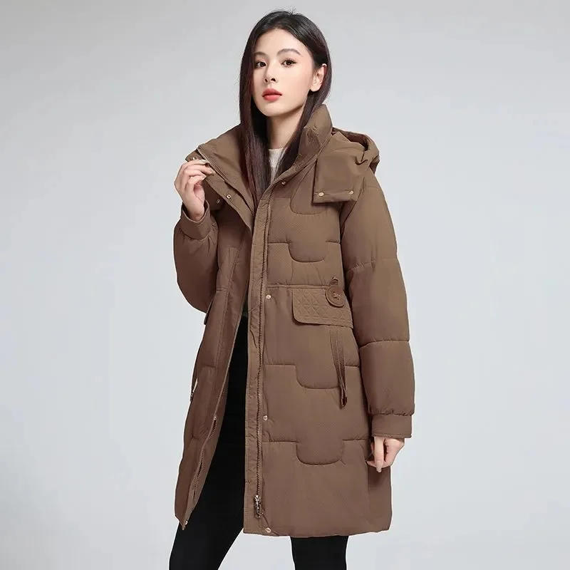 

Korean Lady Long Bright Puffer Coat Autumn Winter Female Warm Down Cotton Jacket 2025 Women Black Parka Outwear