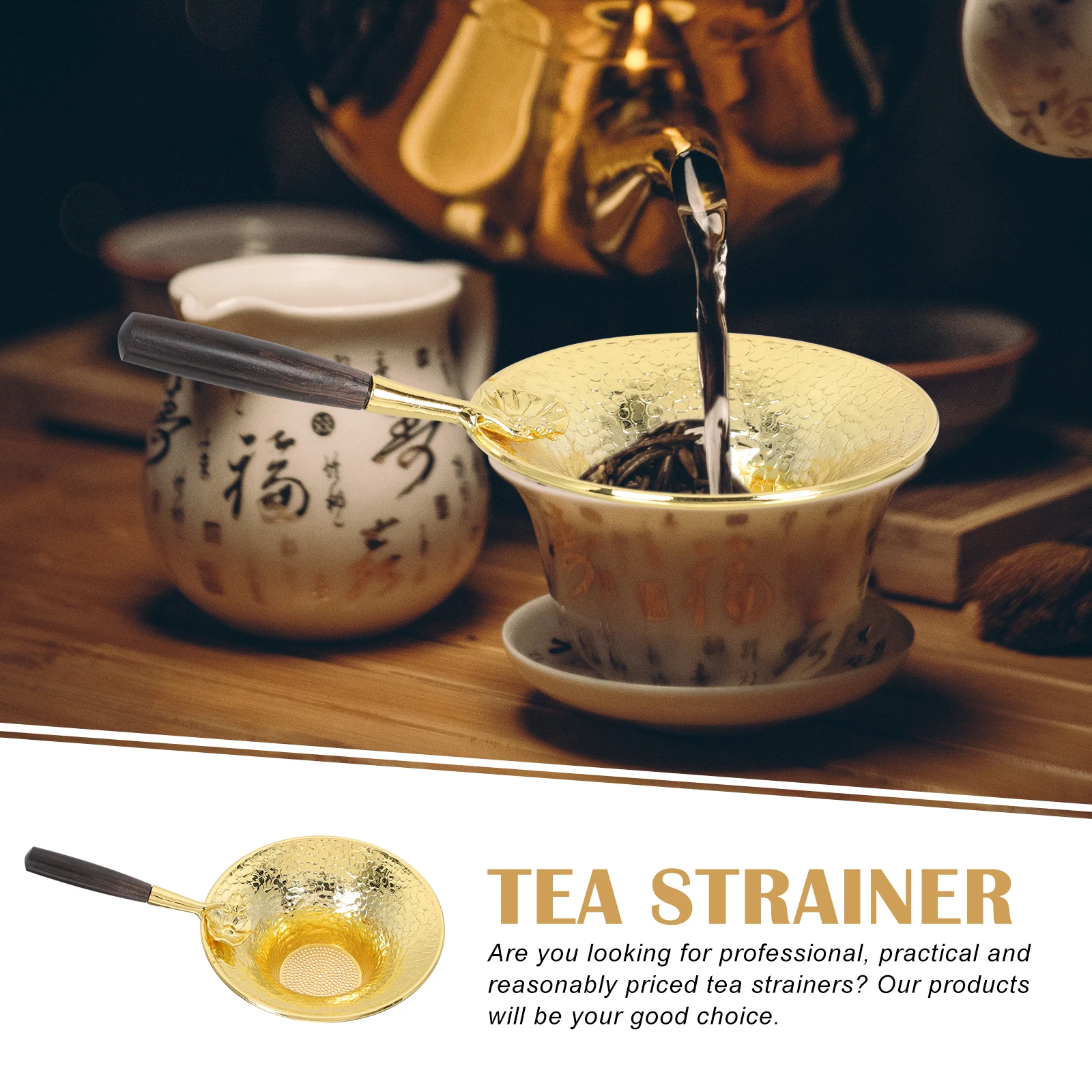 

Premium Copper Filters With Handle Creative Design Good Filtering Effect Home Teahouse Tea Accessories Uniform Leakage