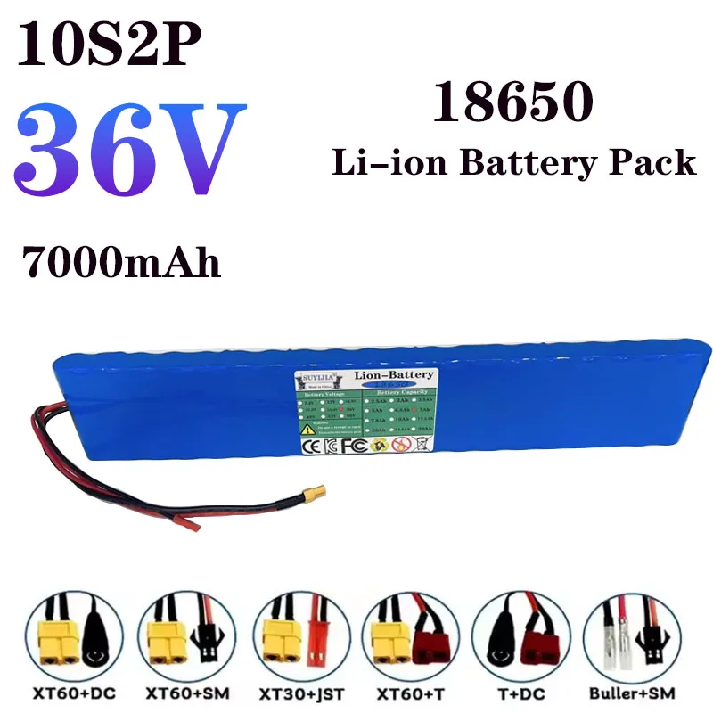 36V 7000mAh 10S2P 250W 450W 18650 Built-in Lithium Battery 15A BMS, Used as an Expansion Battery for Electric Scooter M365 Pro