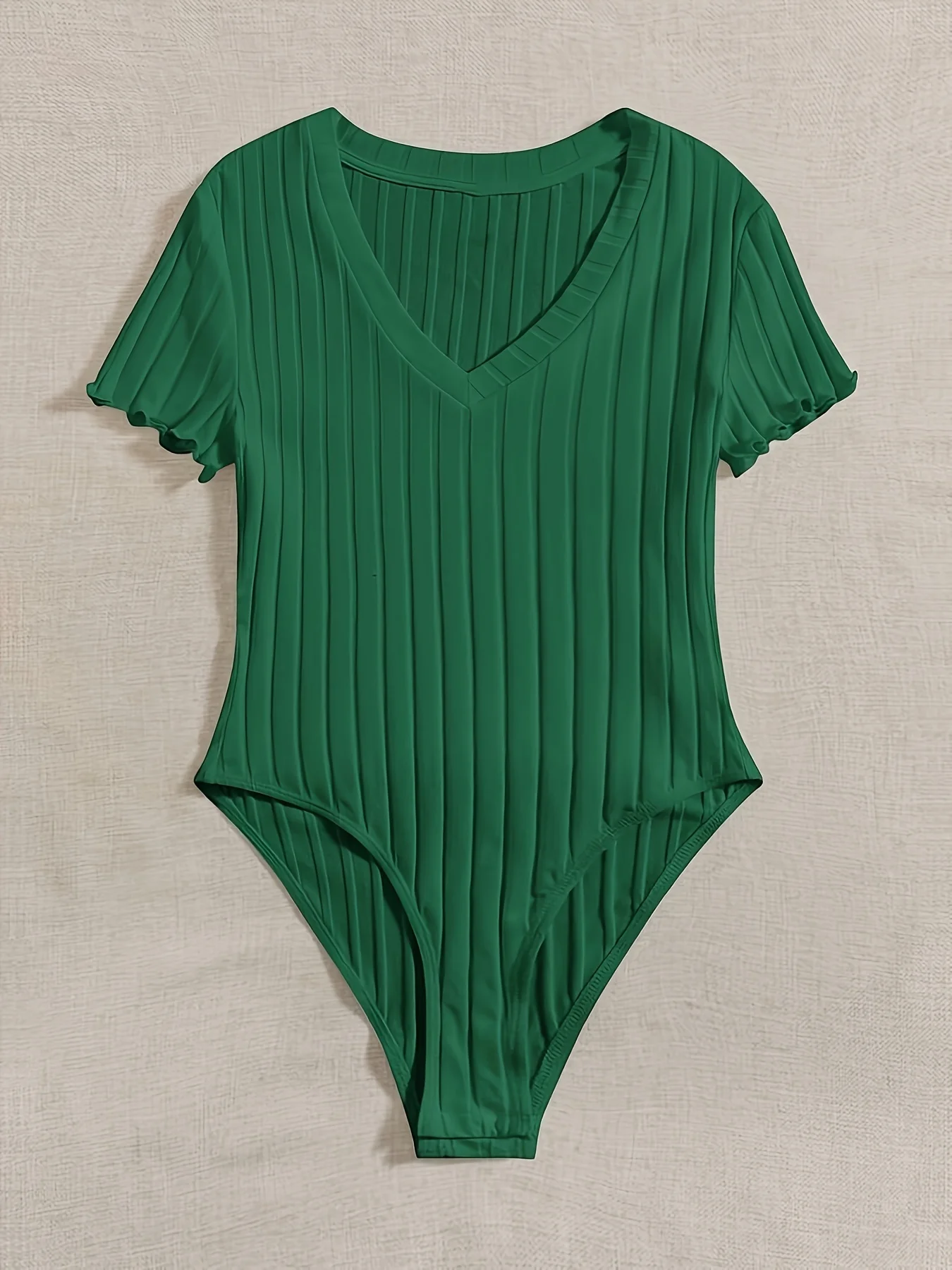 Neues kurzärmeliges, schmales T-Shirt mit V-Ausschnitt, sexy und vielseitiger, eng anliegender Jumpsuit. – Detail 17