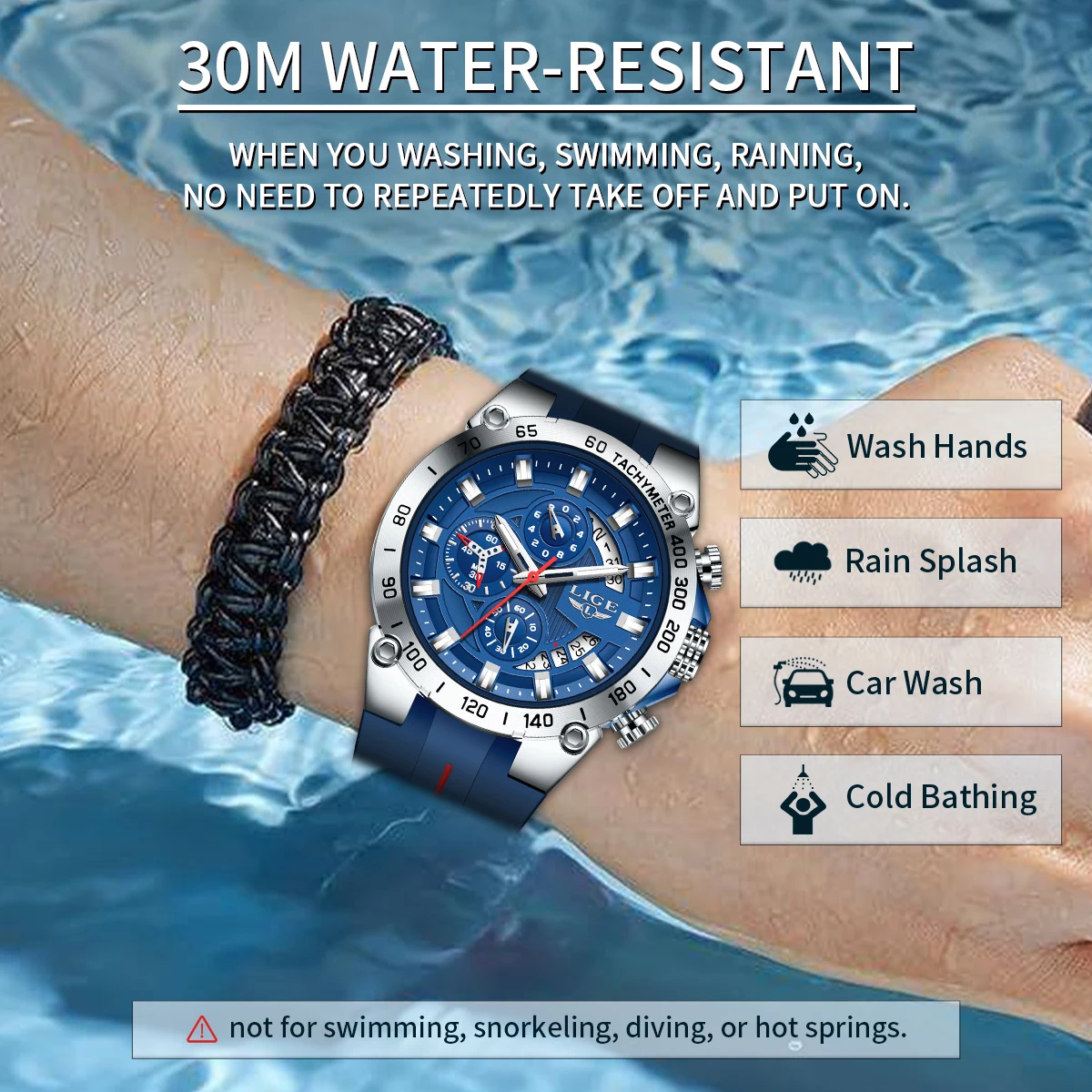 LIGE Luxury Men Watch Military Quartz Man Watches Waterproof Luminous Top Brand Watch for Men Date Chronograph Sport Wristwatch