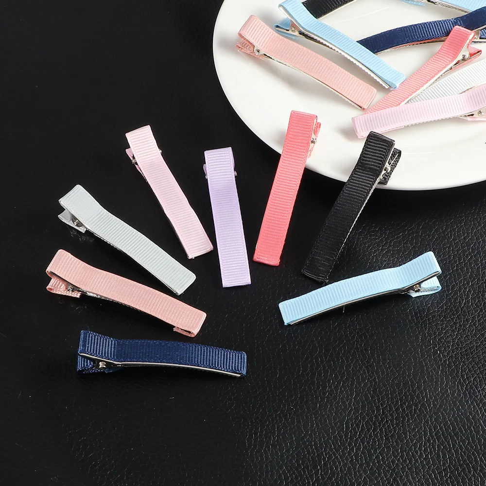 24PCS 6cm Ribbon Covered Metal Hair Clips Basic Simple Hairpins DIY Jewelry Handmade Girls Kids Hair Accessories Gifts Wholesale