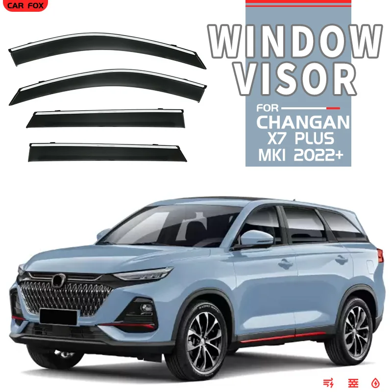 

Пластиковый козырек для окна Changan X7 PLUS 2022-2024, оттенки для вентиляции, защита от солнца, дождя, 4 шт./SE для Changan X7 PLUS 2022-2024