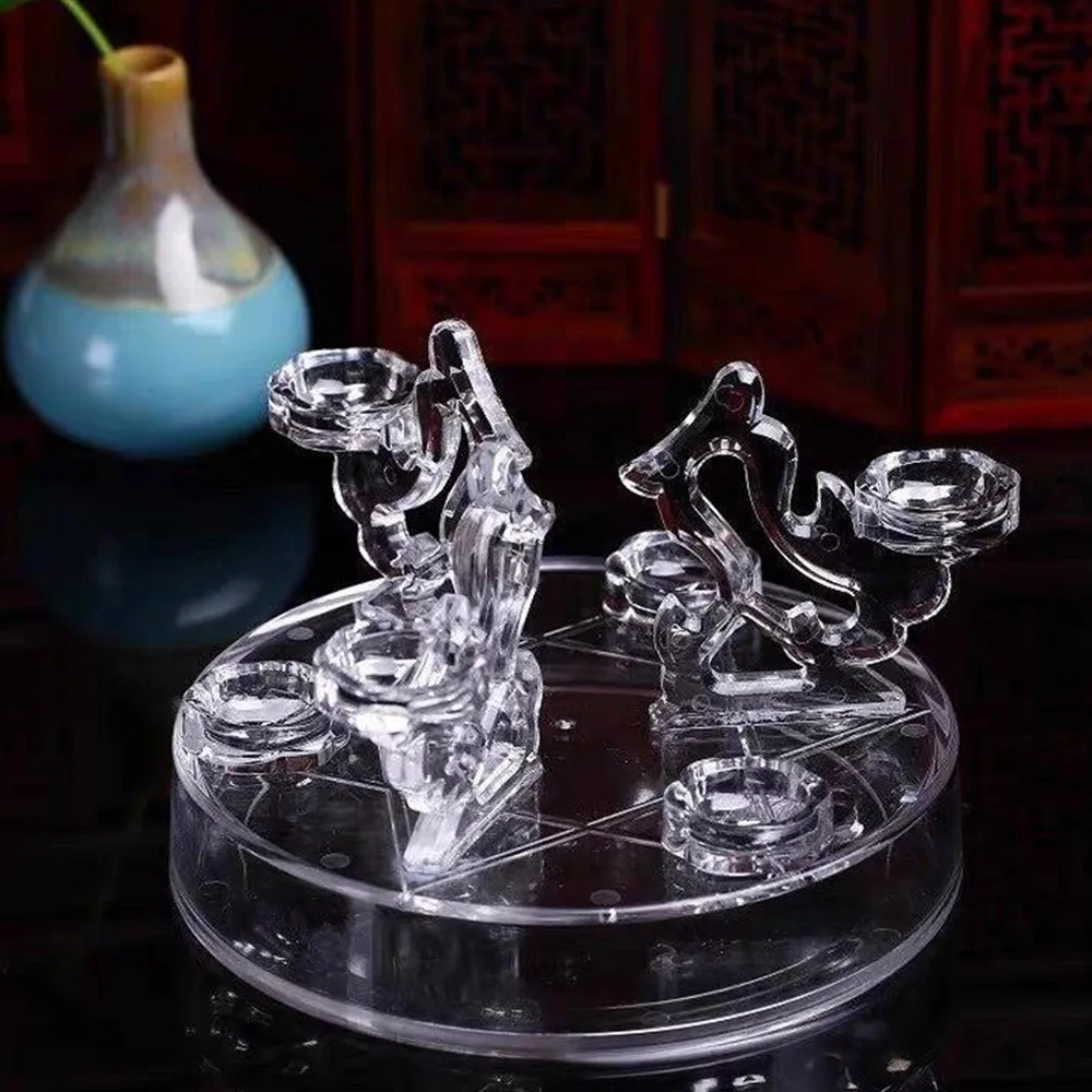 

Seven Star Array Acrylic Crystal Ball Base Sphere Gold Ingot Rolling Stone Display Stand Feng Shui Wealth Lucky Home Decoration