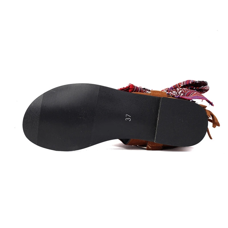 SIMLOVEYO femmes sandales troupeau été mi-mollet bottes bout ouvert glands talon plat grande taille 46 48 50 marron noir fermeture éclair