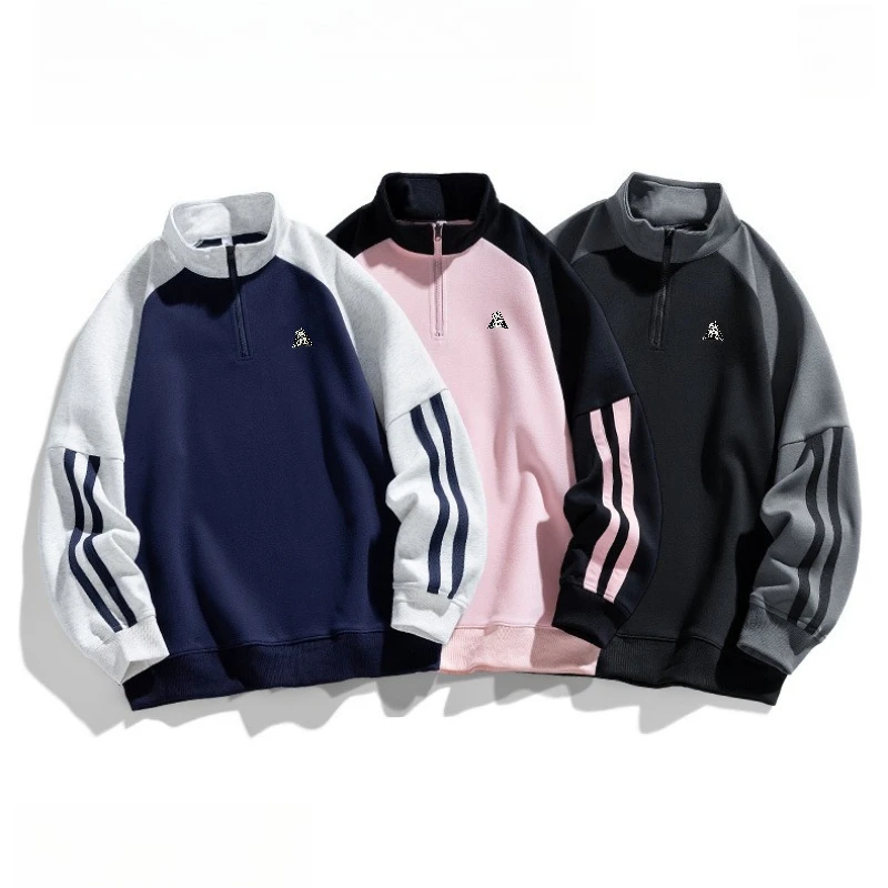 2026 Spring Autumn New Fashion Men's High Street Fashion Half Zip Loose Casual Heavyweight Hoodie Athletic Sweatshirts for Men