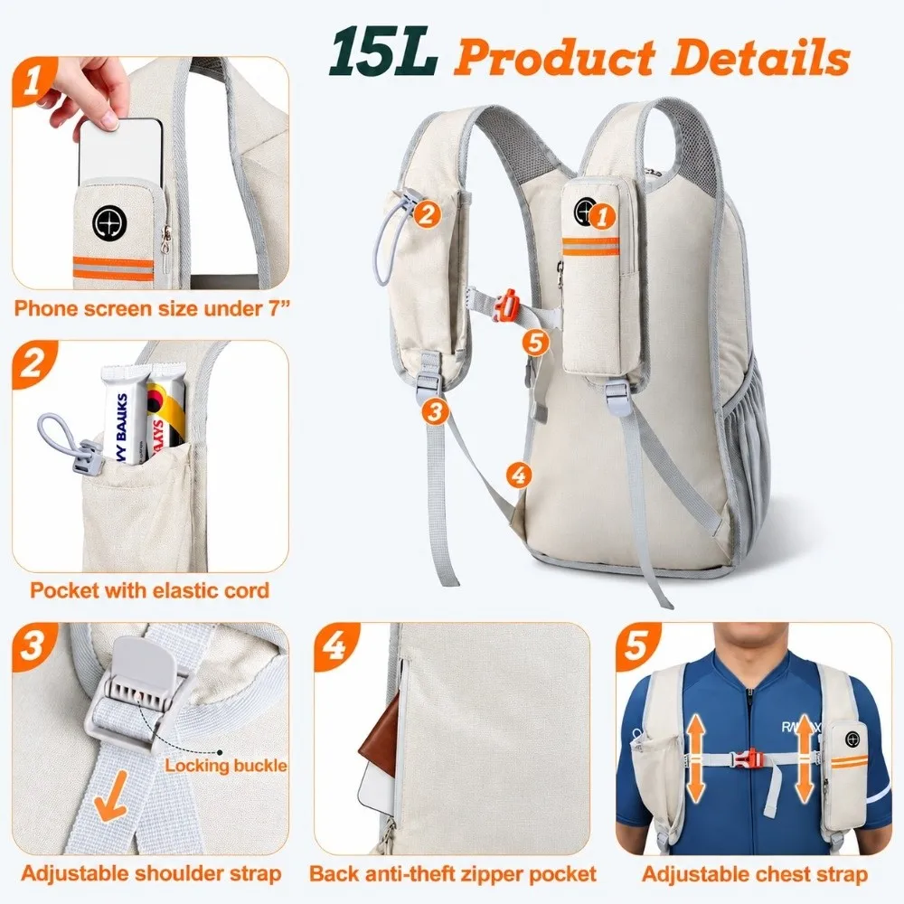 High Quality 15L Hiking Backpack Lightweight Foldable Small Backpack Compact Multiple Pockets Ultralight Hiking Daypack Hiking