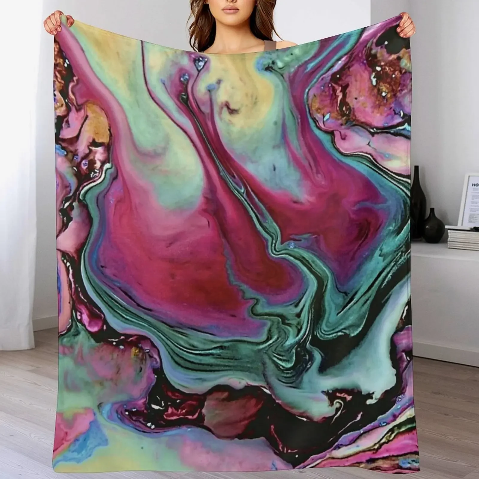 

New Colorful abstract marbling Throw Blanket Polar Furry Extra Large Throw For Sofa Thin Blankets
