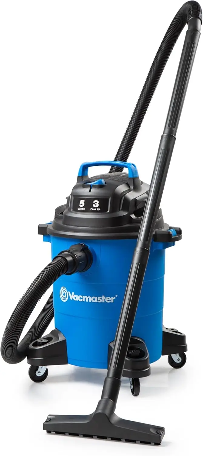 

5-Gallon Wet/Dry Vacuum with 3 Peak HP, 65 CFM Airflow, and 16-Foot Reach for Versatile Cleaning