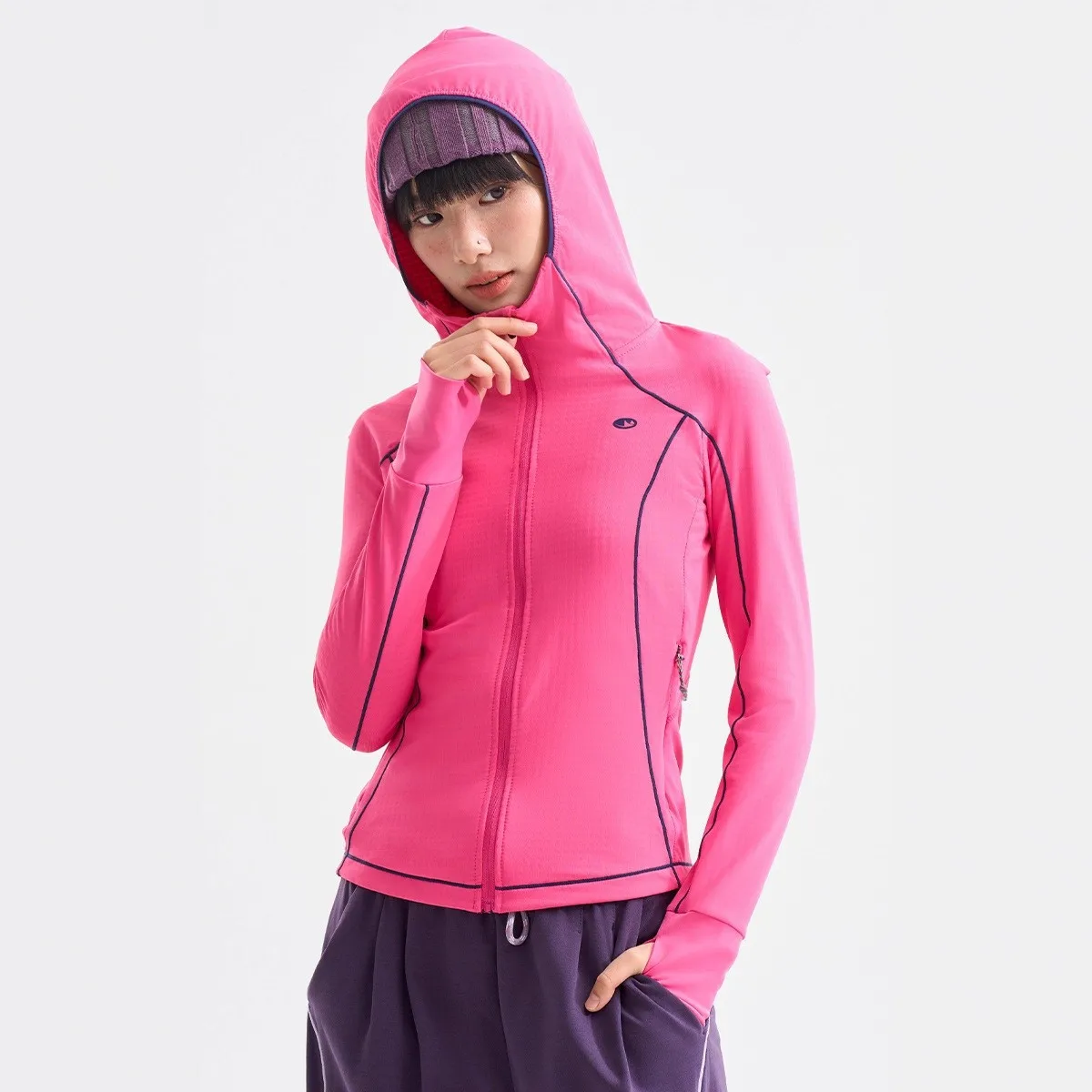 Women Outdoor High Elastic Lightweight Quick Dry Hiking Hooded Jacket Girl Jogging Slim Fit Sports Yoga Jacket Y2k Fashion Coat