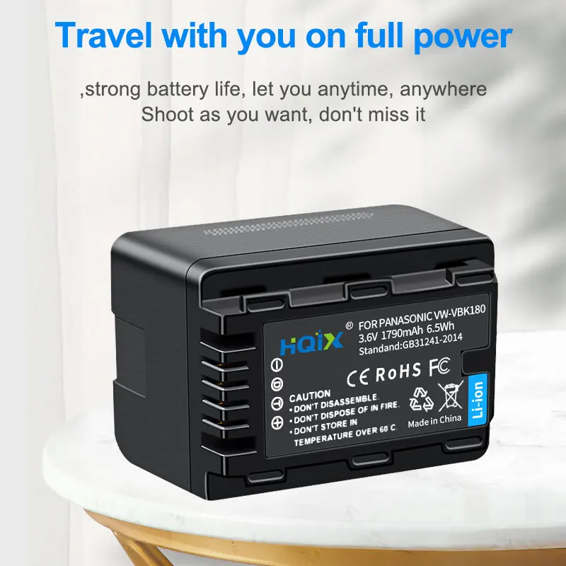 HQIX for Panasoinc HDC-TM40 TM41 TM45 TM55 TM60 TM70 TM80 TM85 TM90 TM99 TMX1 SD40 SD60 SD80 Camera VW-VBK180 Charger Battery