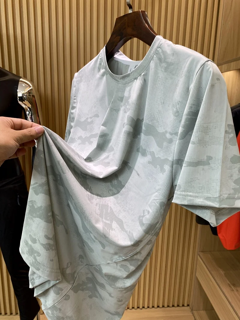 Ice Silk ort Sve T-irt Men's Summer Sport Leisure Qui Dry Breathable Outdoor Order Large Cooling Effect round Ne T...