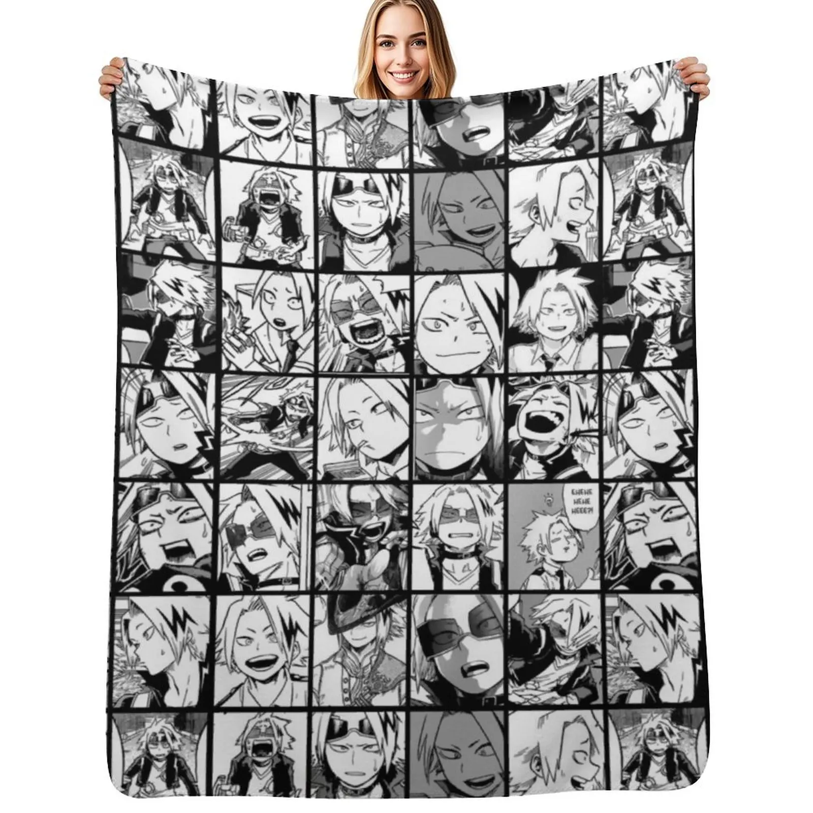 denki - manga panels black and white version Throw Blanket Large Moving Flannel Personalized Gift Single Shaggy Blankets