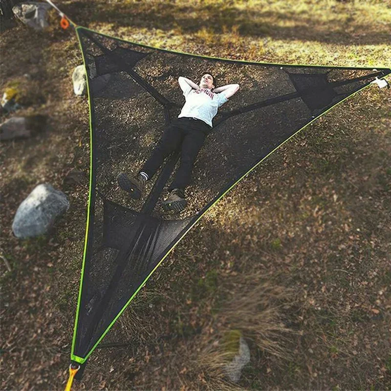 Outdoor air triangle hammock anti rollover multi person double park camping equipment