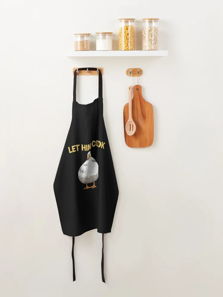 Let Him Cook Fat Goose Apron Trim Cloth ملابس المطبخ للرجال لوازم المطبخ مريلة تصفيف الشعر الاحترافية