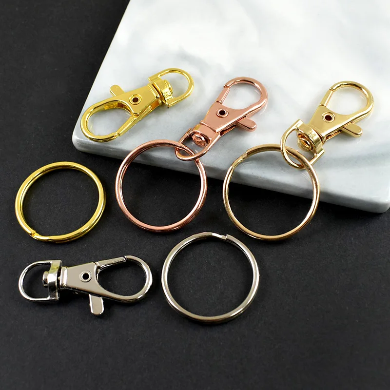 

25mm 20/50Pcs Keychain Hanger Hook Prevent Loss Key Buckles Rotating Lobster Buckle+O-Ring Handbag Decor Pendant DIY Accessories
