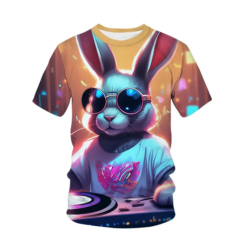 

Fashion 3d Printed Rabbit T Shirt Men Animal Graphic Tshirt Crew Neck T-Shirt Summer Streetwear Short Sleeve Tee Shirts Tops