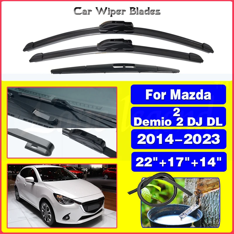 For Mazda2 Mazda Demio 2 DJ DL 2014 - 2023 Car Wiper Front Rear Wiper Blades Windshield Windscreen Window 2021 2022 22