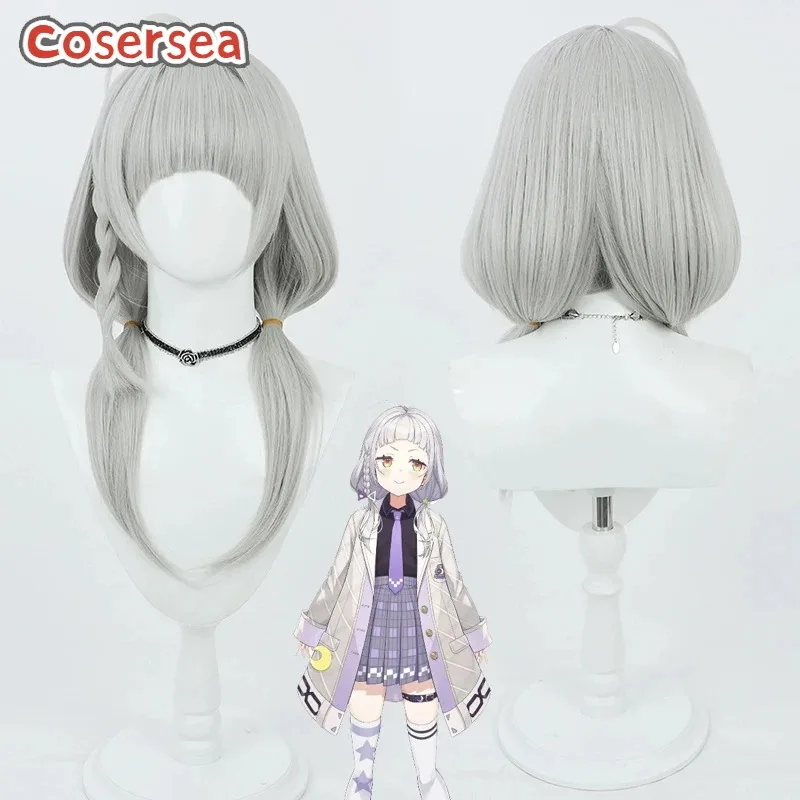 Cosersea Murasaki Shion Парики для косплея Виртуальный YouTuber Murasaki Shion 52 см Длинный серебристо-серый парик Cos Синтетические волосы термостойкие