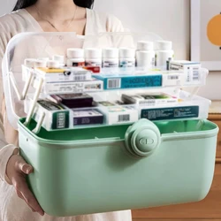 Large Capacity Family Medicine Organizer Box Portable Medicine Storage First Aid Kit Boxes Organizers Plastic Organizing Home
