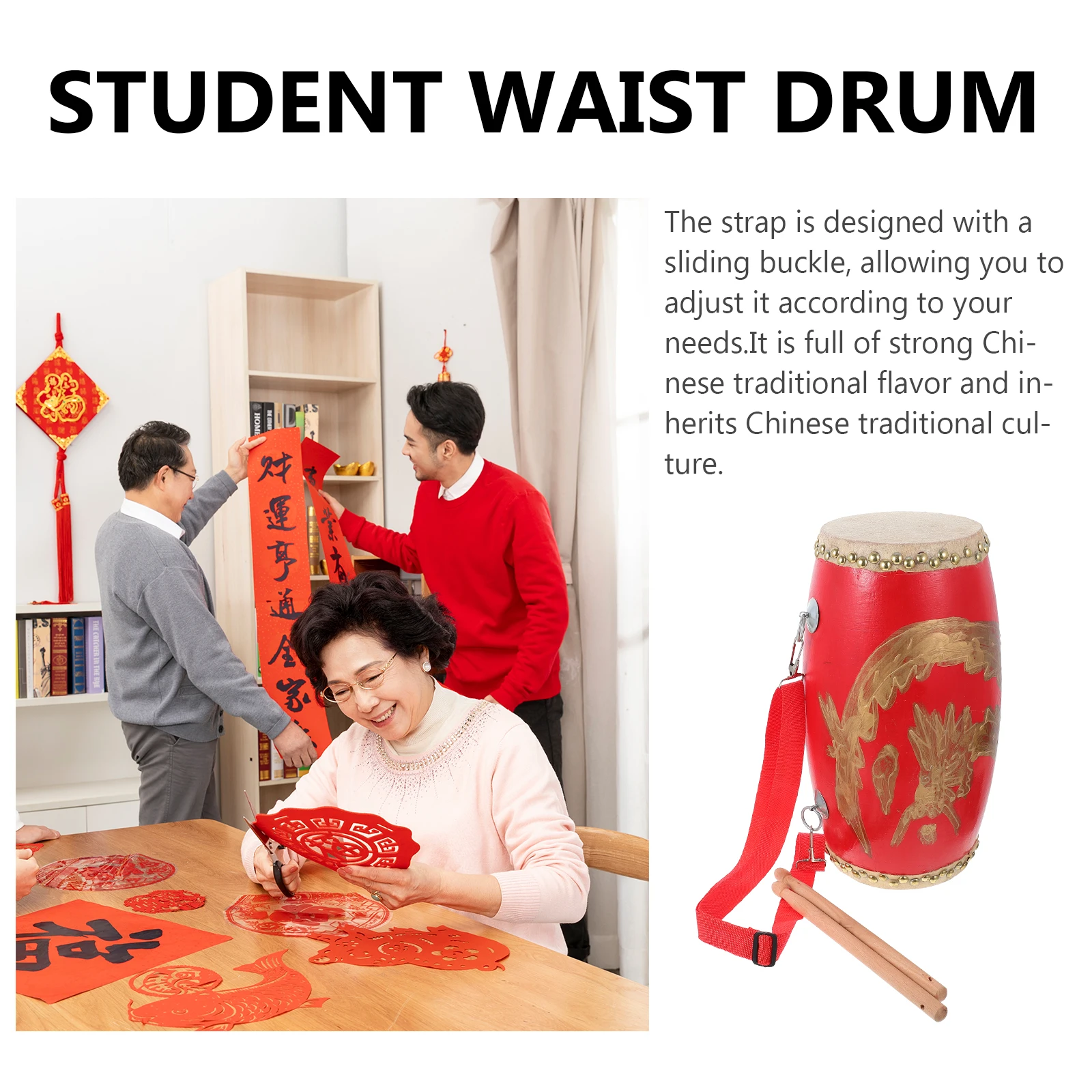 

Dragon Pattern Waist Drum Adult Hand Drums Traditional Aldult for