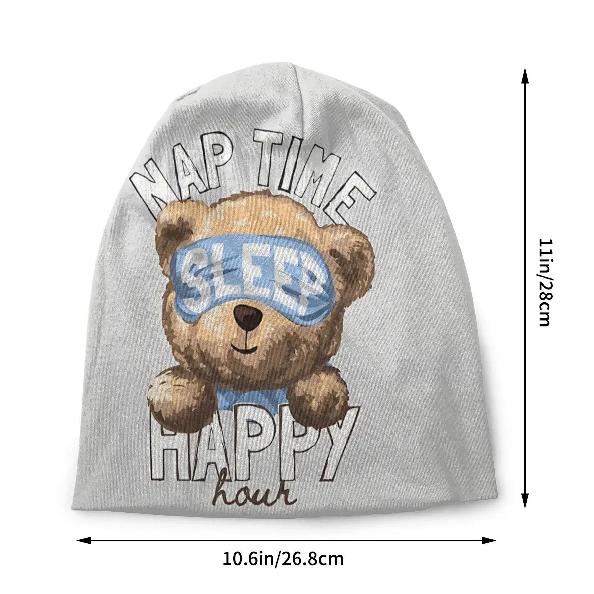 Nap Time Happy Hour Thin Skullies Beanies Outdoor Caps For Men Women Teddy Bear Ski Caps Bonnet Hats