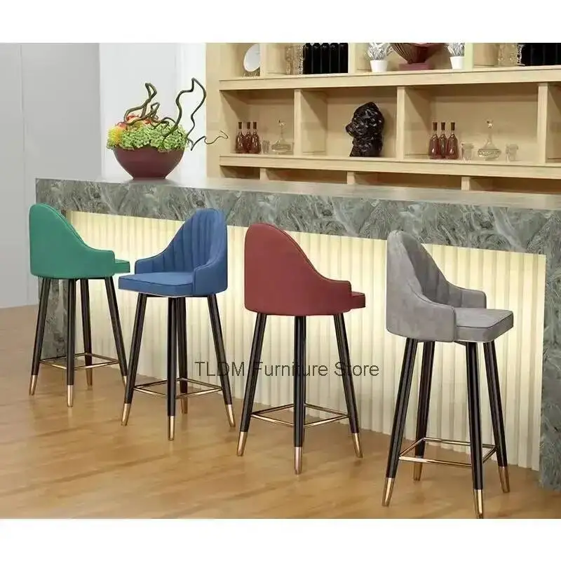 Stool Bar Wrought NordicNordic Simple Modern Light Chairs Household Luxury Rotary Iron High-end Backrest ChairsFurniture