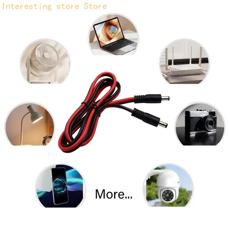 100cm DC5525 Male to Male Power Cable 5.5X2.5Mm, 14 AWG Connector Cord for 12V-24V Small Solar Equipment, Camera and LED Power