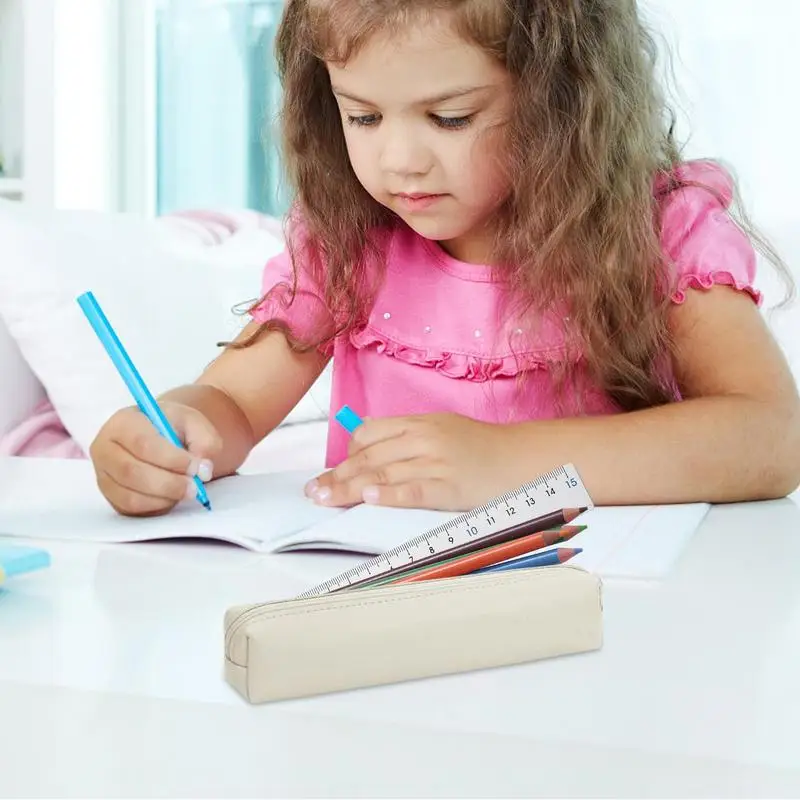 Bleistifthalter-Beutel, kleines PU-Federmäppchen, kleines Zubehör, Organizer, Lippenstift-Etui, mit Reißverschluss für Pinsel, Lippenstift, Augenbrauen