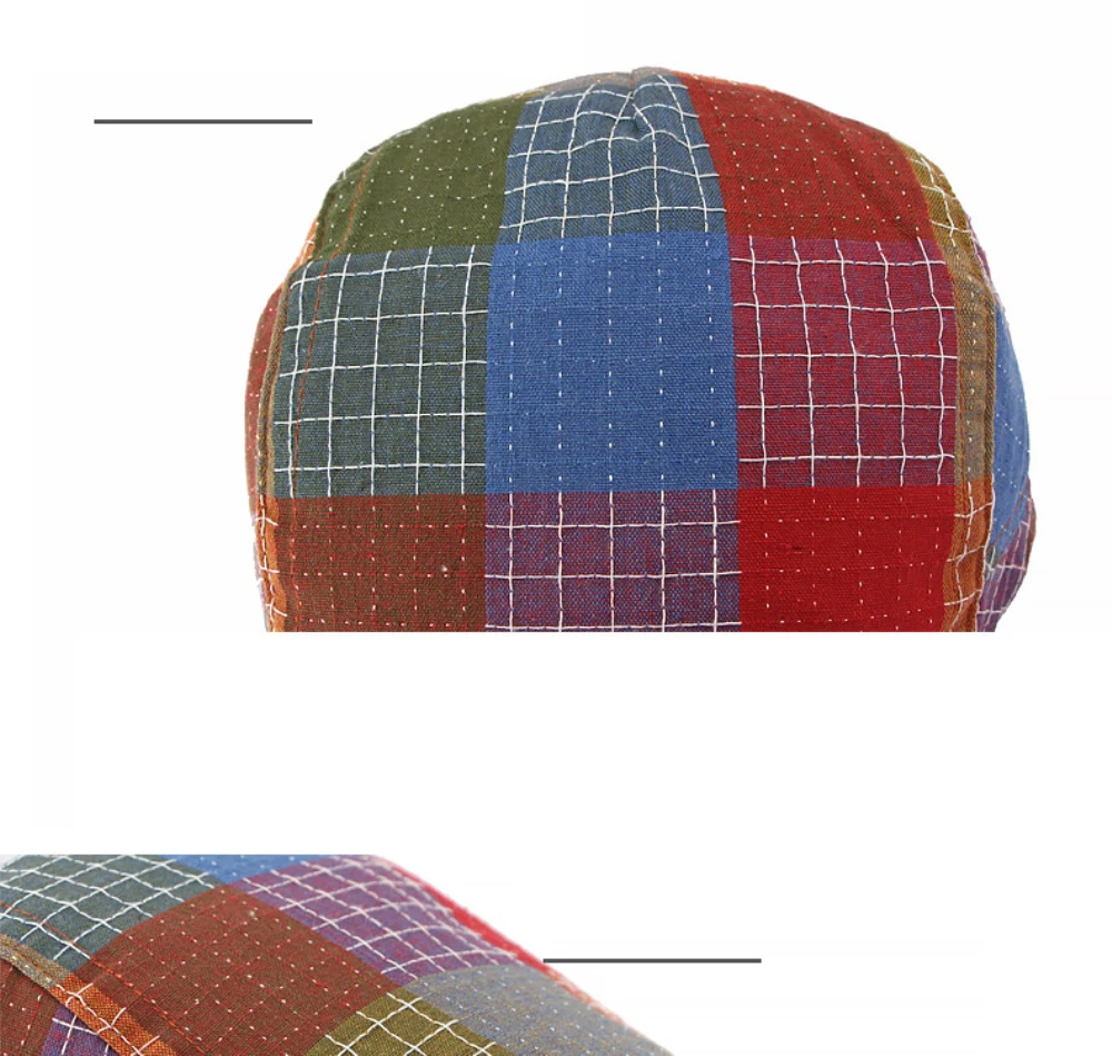 HT5115 Baskenmütze Frühling Sommer Sonnenhut für Männer und Frauen Retro Karierte Künstler-Malermütze Verstellbare Ivy Flat Cap Baskenmützen – Detail 4