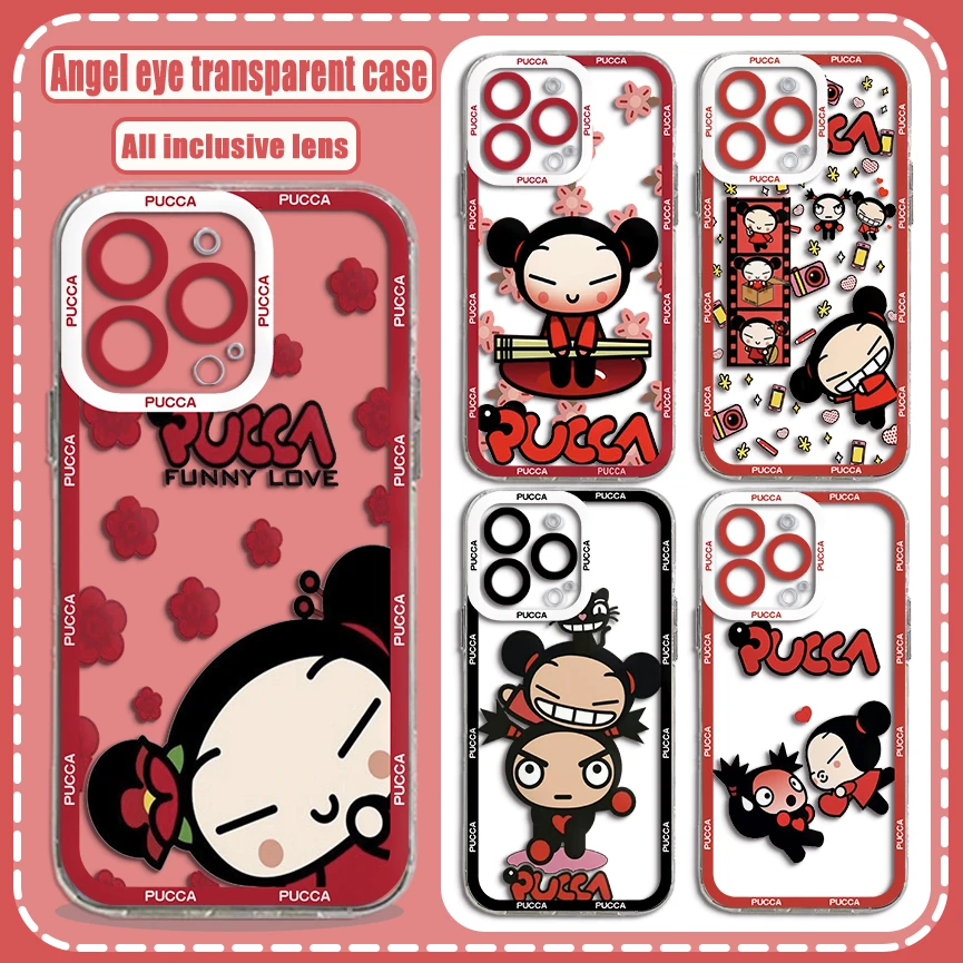 Cartoon Pucca Garu Phone Case For Samsung S24 S23 S22 S21 S20 S10 FE Note20 Note10 Plus Ultra Lite 5G Clear Soft TPU Cover