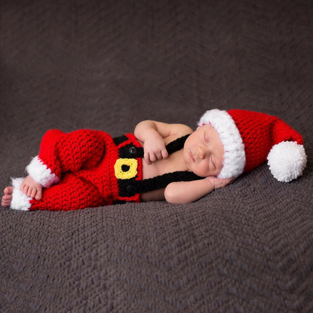 

Crochet Children's Christmas Clothing Newborn Baby Outfits Festival Clothes Photoshoot Boy