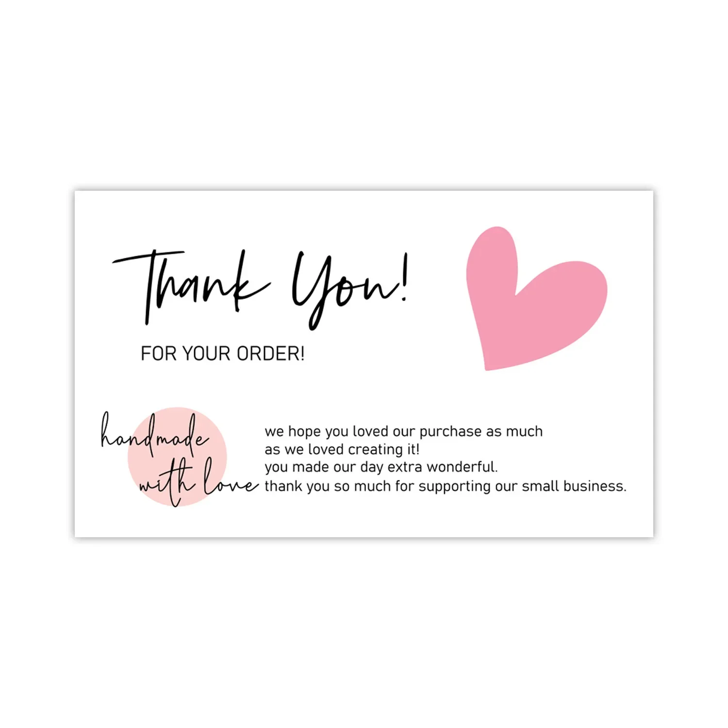 

30pcs/pack Pink Thank You Card For Supporting Business Package Decoration "Gorgeous Thanks" Business Card Handmade With Love