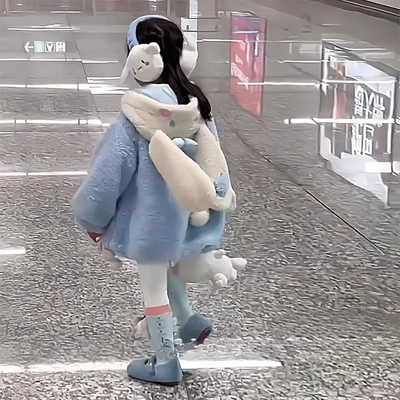 Neuer Sanrio Cinnamoroll-Mantel, kreativer, hochwertiger Cartoon-bedruckter Mädchen-Winter-verdickter, mit Fleece gefütterter, warmer, mittellanger Kapuzenoberteil