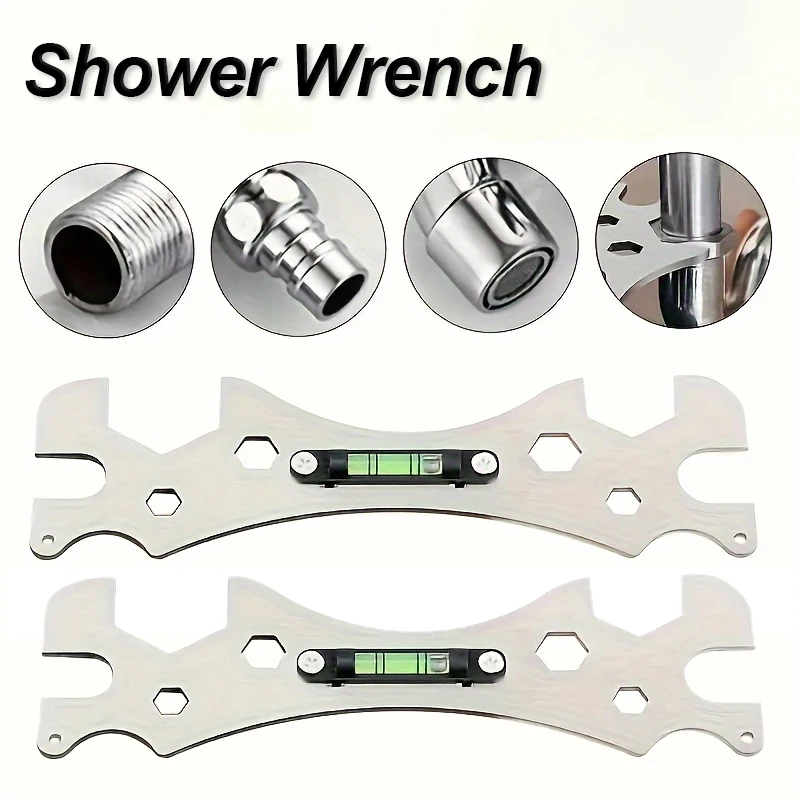 1/2pcs Universal Stainless Steel Hexagonal Wrench Curved Foot Level Ruler for Leak Fixing Pipe Installation Bathroom Maintenance