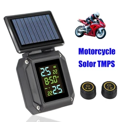 Tire Pressure Monitoring System Motorcycle TPMS 2 External Sensors Tyre Temperature Alarm LCD Display Solor USB Charge