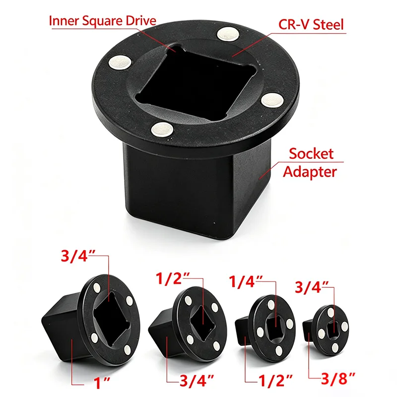 4PC Circular Magnetic Suction Sleeve Conversion Head Set Thin Type Driver Adapter Circular Bearing Housing Mechanical Accessorie