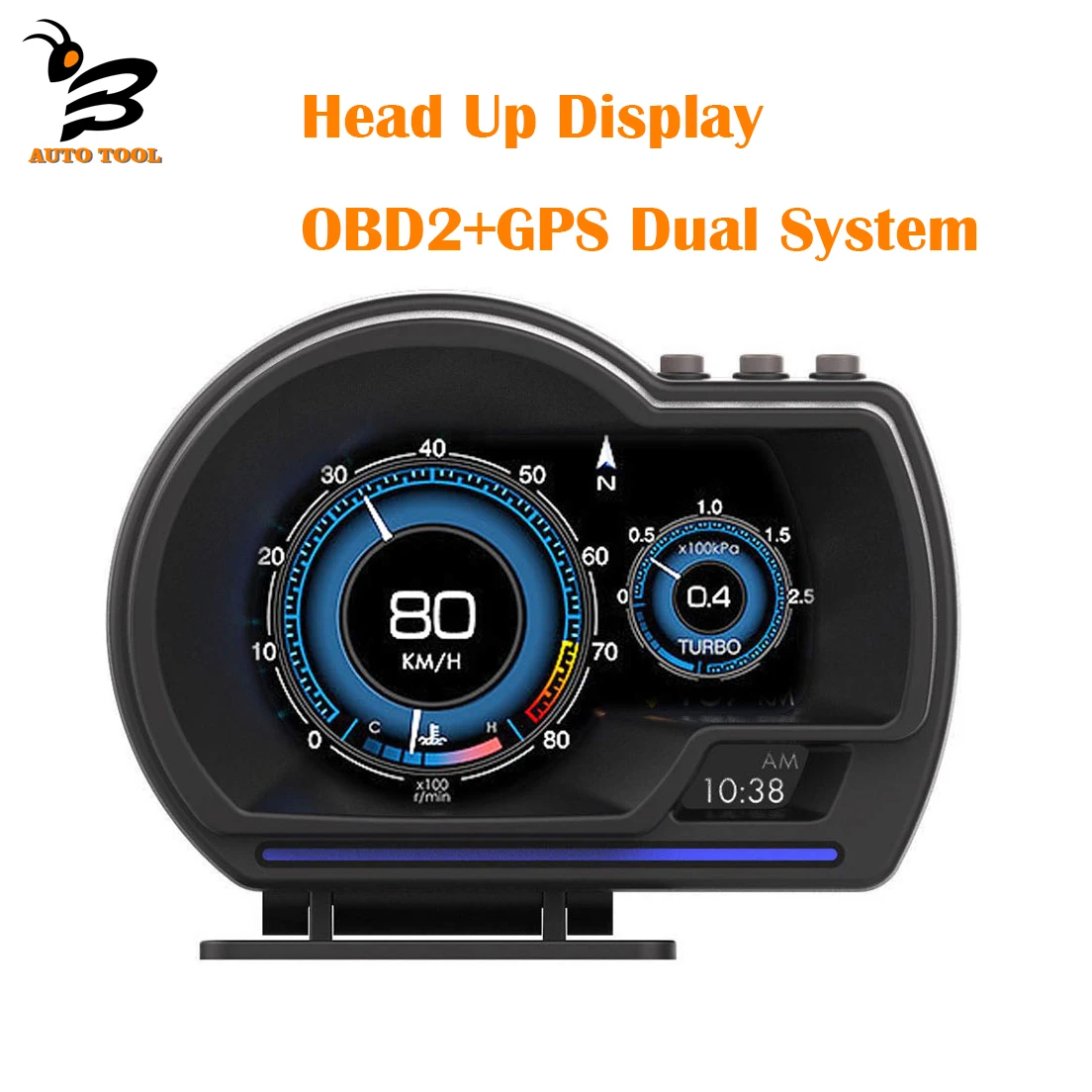 

HUD Head Up Display Auto Display OBD2 GPS Smart Car Gauge Digital Meter Security Alarm Water Oil Temp RPM Electronic Accessories