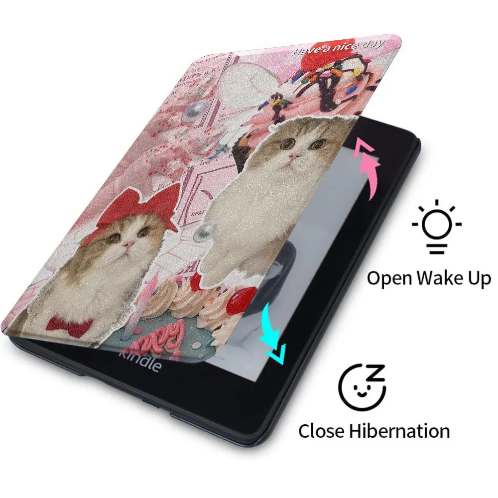 Kindle casing layar penuh kucing kecil lucu paperwhite3th cangkang lunak silikon 5th funda 2021 generasi ke-8