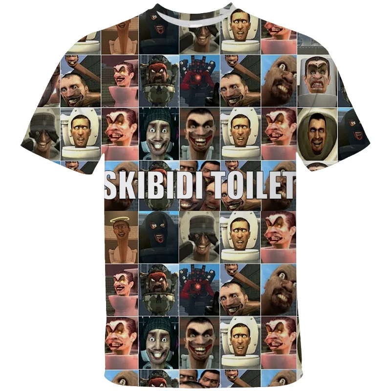 3D Funny Skibidi Toilet Printing T Shirt Cartoon Camera Graphic T-shirts For Men Kid Fashion Streetwear Short Sleeve Clothes Top