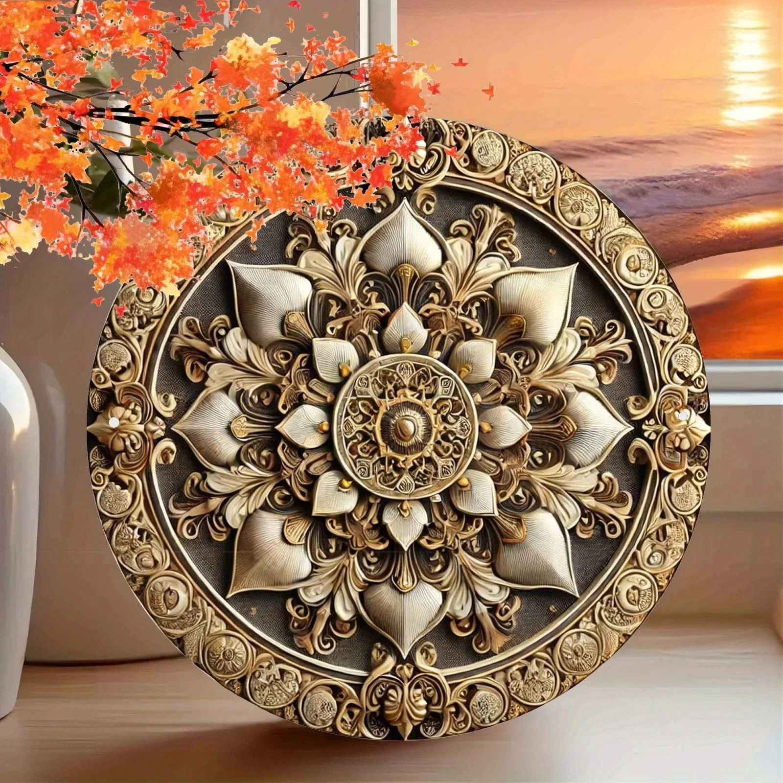 Luxury Mandala Wall Art - Aluminum Foil Engraved Round Artwork for Home, Bedroom, Living Room, Cafe Decor - Image 2