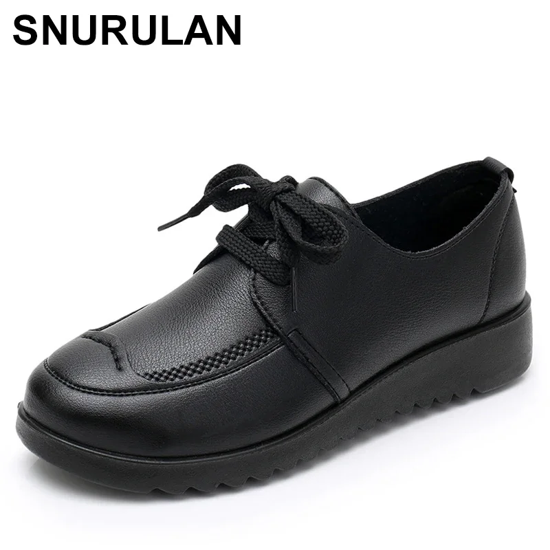 SNURULAN Mom Shoes Middle-Aged and Elderly Non-Slip Soft Bottom Flat Casual Shoes Women