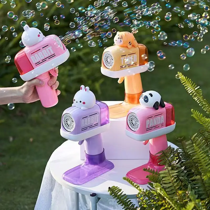 Elektryczny Pistolet do Baniek Mydlanych Automatyczny Kawaii Zwierzę Panda Królik Wytwornica Baniek Mydlanych Zabawki na Zewnątrz Prezent dla Dzieci
