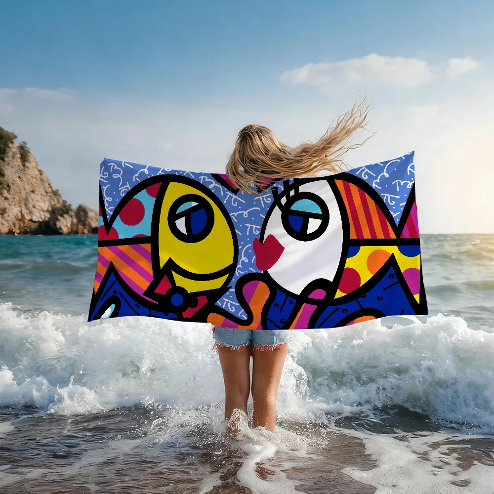 Colors R-Romero B-Britto Art Towel Shower Sauna Travel Spa Quick Dry Gym Accessories Soft Large Beach Towels