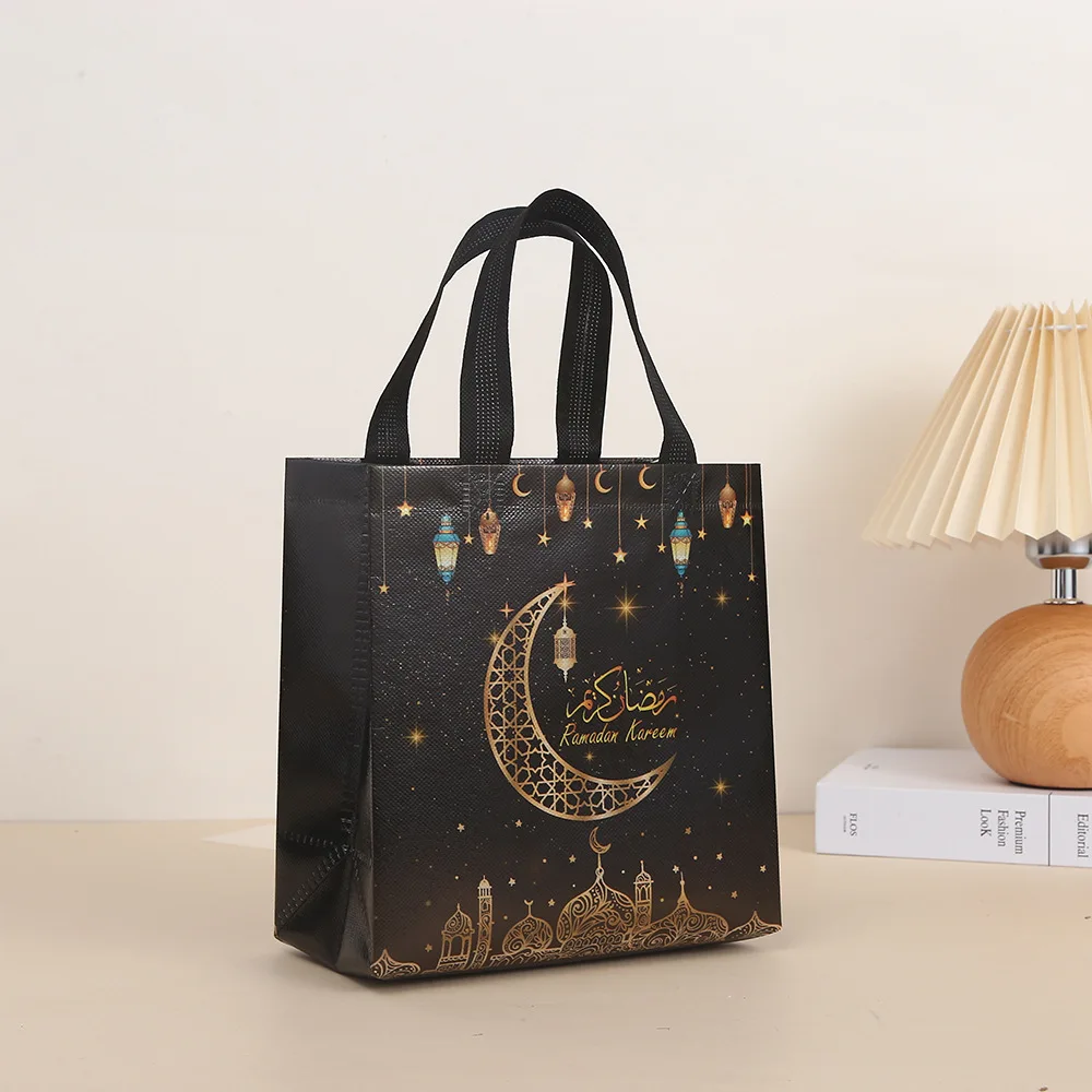 4/8 Stuks Eid Mubarak Moon Star Gift Bags Herbruikbare Niet-geweven Stof Zakken Opvouwbare Handtas Voor Ramadan moslim Vakantie Feestcadeautjes